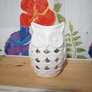 White Ceramic Owl Tea Light Holder